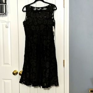 Arianna Papell  🖤👗 NWT beautiful floral lace, lined black dress size 14